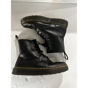 Dr. Doc Martens Air Wair Zavala Combat Boots Black Leather Womens 6 Mens 5